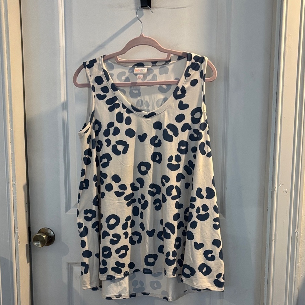Oversized S Navy and Cream Tank Top